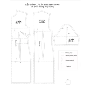 Rập đầm cơ bản size S- Rập đầm ôm- Rập giấy ngành may khổ A0