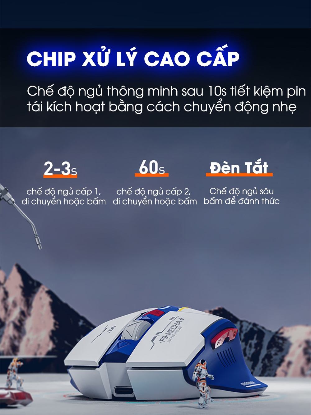 Chuột gaming không dây bluetooth SIDOTECH INPHIC F9 gundam V2 sạc pin 3 mode công thái học máy tính - ảnh 8