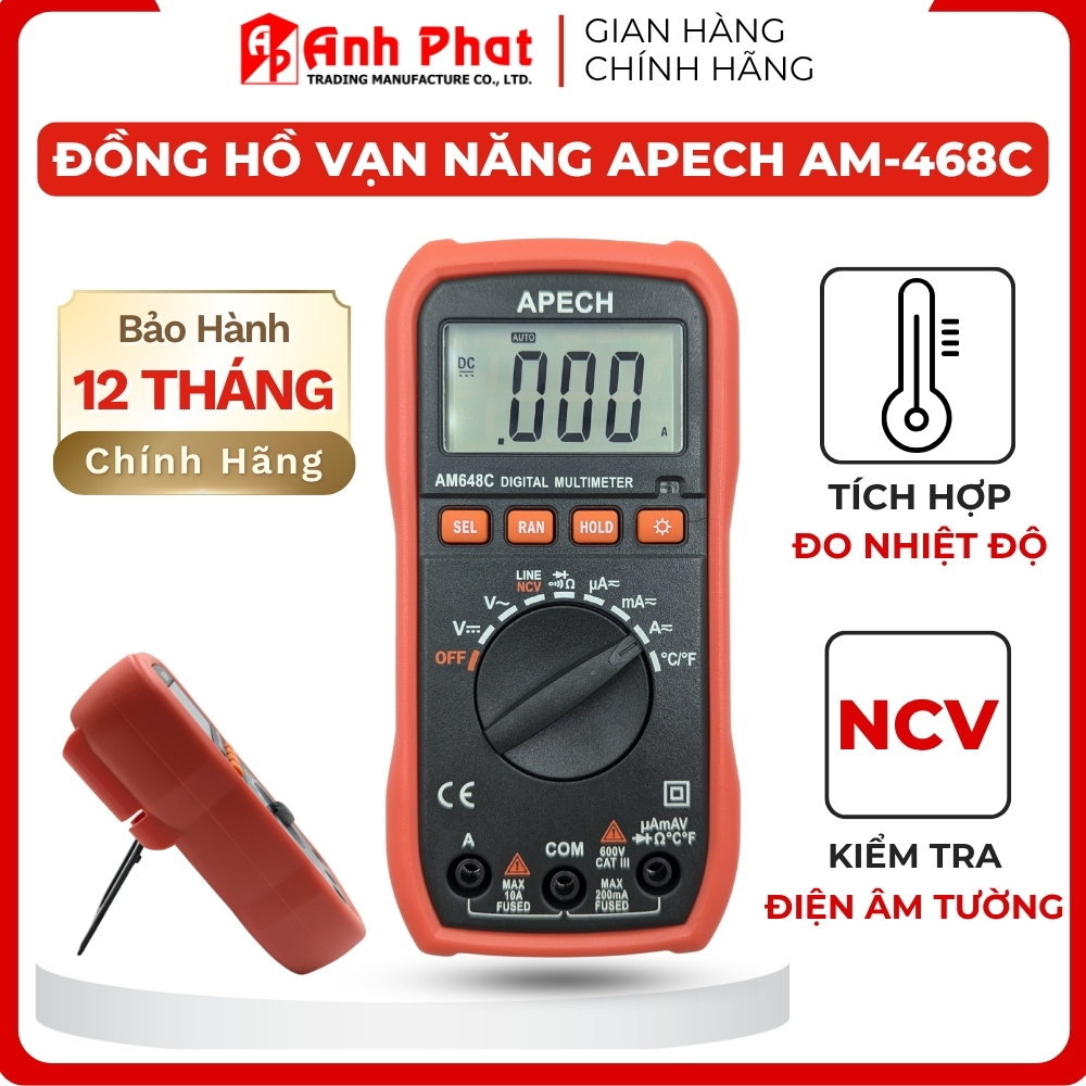Đồng Hồ Vạn Năng APECH AM-648C Tích Hợp Phát Hiện Điện Áp Không Tiếp Xúc Hỗ Trợ Auto Range