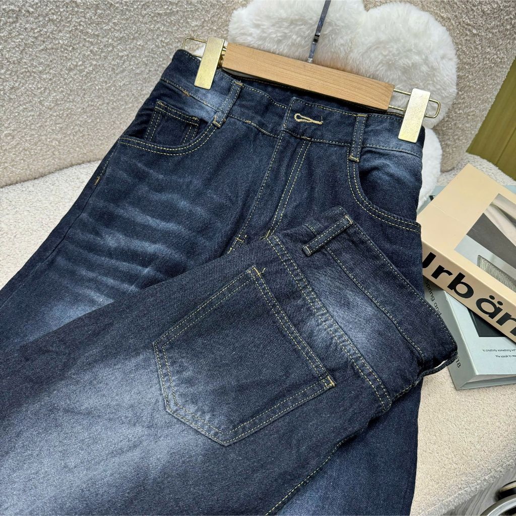 Quần Jean Suông Bigsize Nữ Lên Phom Tôn Dáng,Quần Bò Lưng Cao Phong Cách Cho Các Nàng Q539