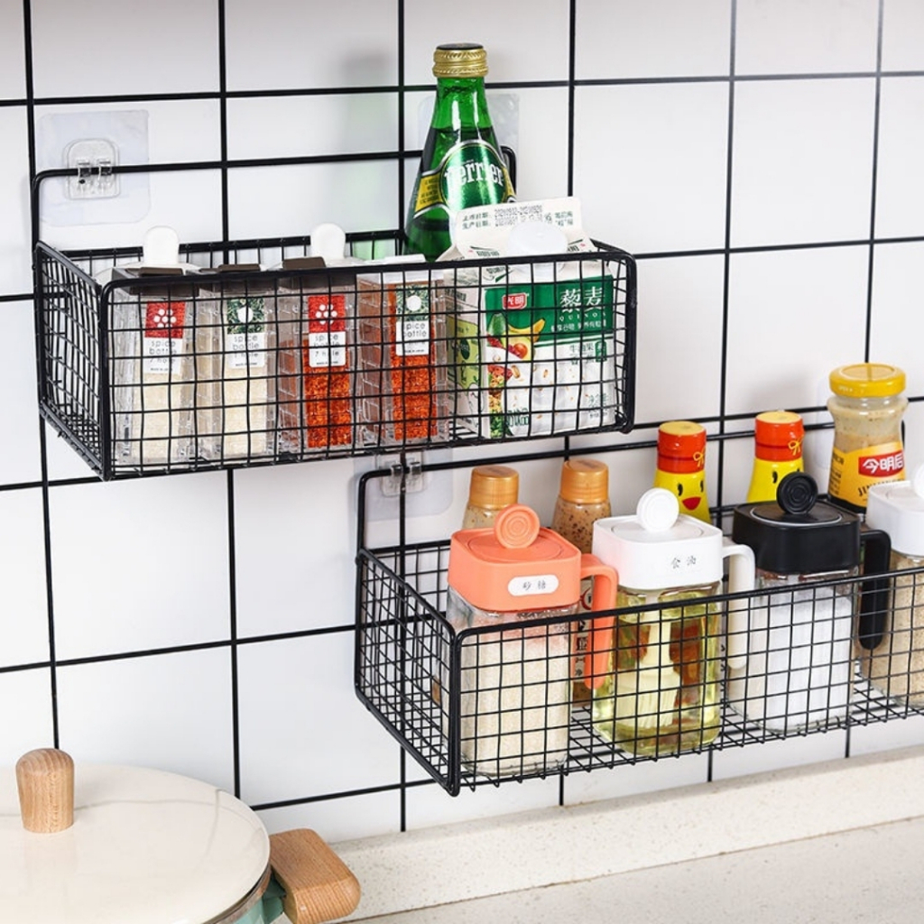 Kệ Đựng Đồ Nhà Tắm Dán Tường Hình Chữ Nhật, TIDY SHOP, Kệ Thép Sơn Tĩnh Điện Cao Cấp Không Rỉ Siêu Chắc