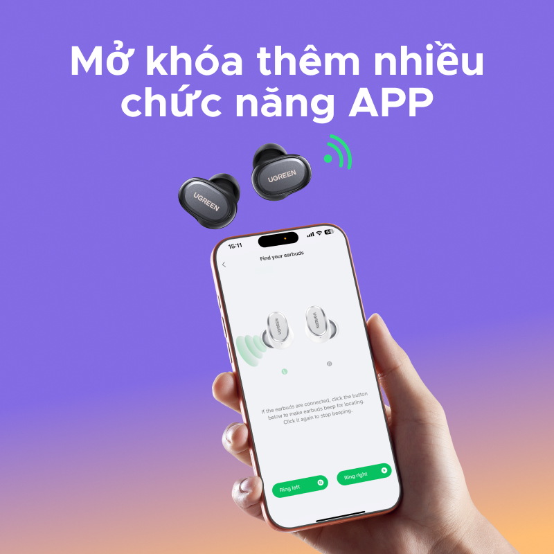 Tai nghe UGREEN Dots Bluetooth 6.0TWS Hỗ trợ 2 Mic Bộ mã âm thanh AAC/SBC Âm thanh âm thanh Hi-Pure Âm thanh không gian | BigBuy360 - bigbuy360.vn