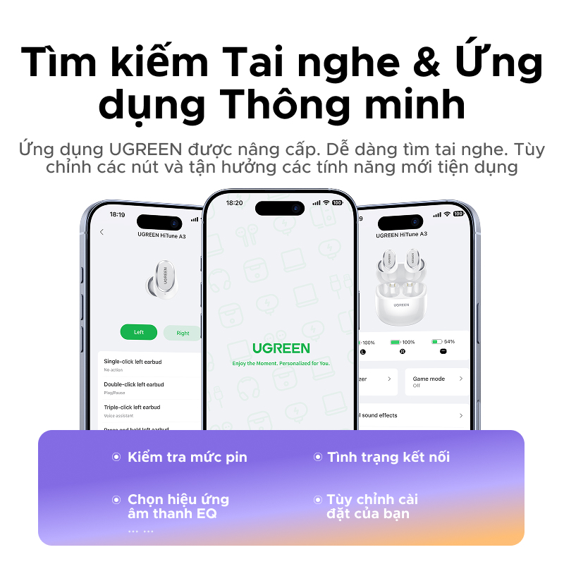Tai nghe UGREEN Dots Bluetooth 6.0TWS Hỗ trợ 2 Mic Bộ mã âm thanh AAC/SBC Âm thanh âm thanh Hi-Pure Âm thanh không gian | BigBuy360 - bigbuy360.vn