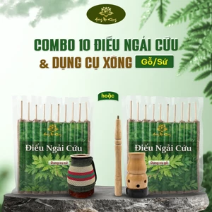 Combo 10 Điếu Ngải Cứu & Dụng Cụ Xông Gỗ/Sứ Cao Cấp – Hơ Ngải Giảm Đau, Lưu Thông Khí Huyết, Thư Giãn Tại Nhà