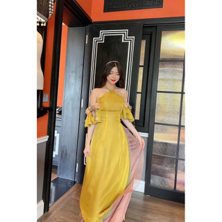 ❤️ pass Áo dài (Kim Ngân)cổ yếm phối màu thiết kế tiểu thư nhẹ nhàng size từ 45-50kg tùy chiều cao nhé
