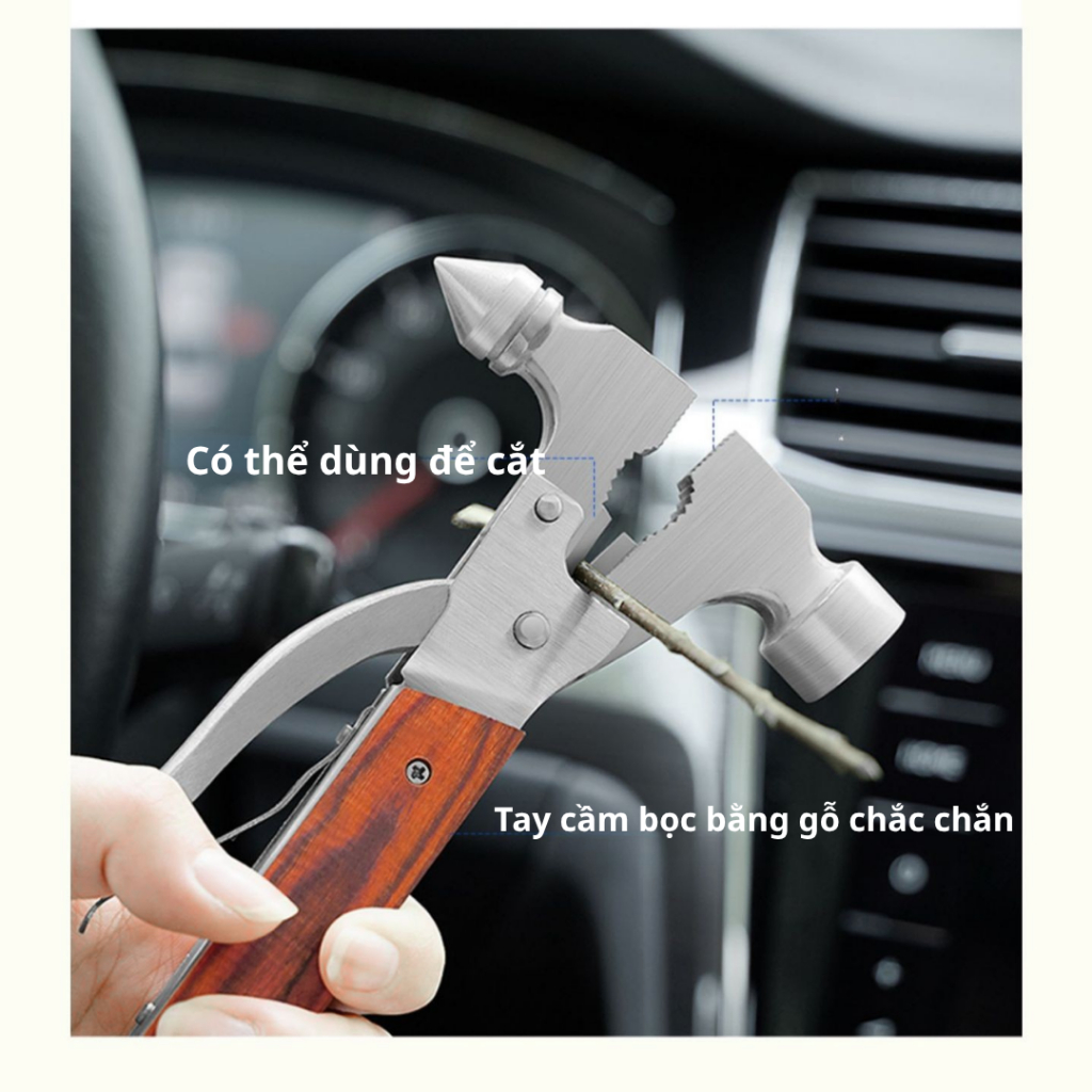 Búa Phá Kính Ô Tô 7in1 Đa Năng Búa Thoát Hiểm, Dao Cắt Dây, Dụng Cụ Sinh Tồn