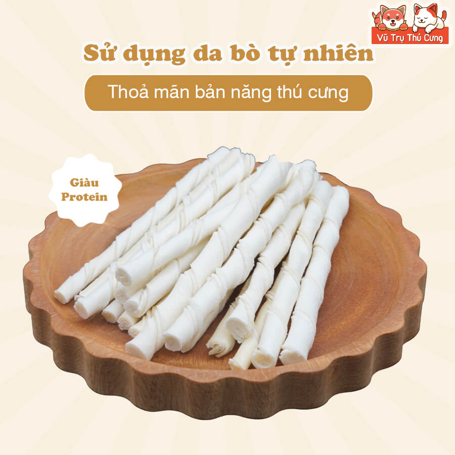 Snack Cho Chó Que Da Bò Tự Nhiên Doggyman Size Nhỏ 10 cây
