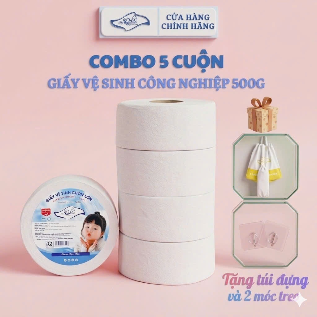 Dola - [Tặng Túi] - GIẤY VỆ SINH CUỘN LỚN 500GR DOLA - giấy 3 lớp mềm mịn tan nhanh trong nước