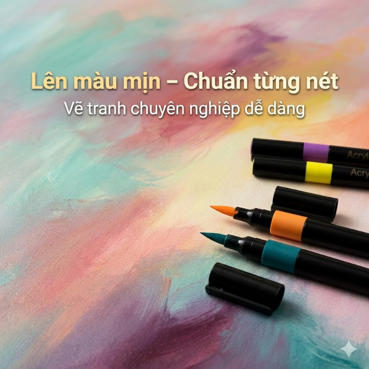 Bộ Bút 120 Màu Acrylic Siêu Đẹp Mực Mịn Không Mùi Không Lem Vẽ Êm Tay Dùng Trang Trí Sổ Tay Vải An Toàn Cho Bé