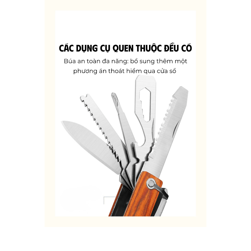Búa Phá Kính Ô Tô 7in1 Đa Năng Búa Thoát Hiểm, Dao Cắt Dây, Dụng Cụ Sinh Tồn