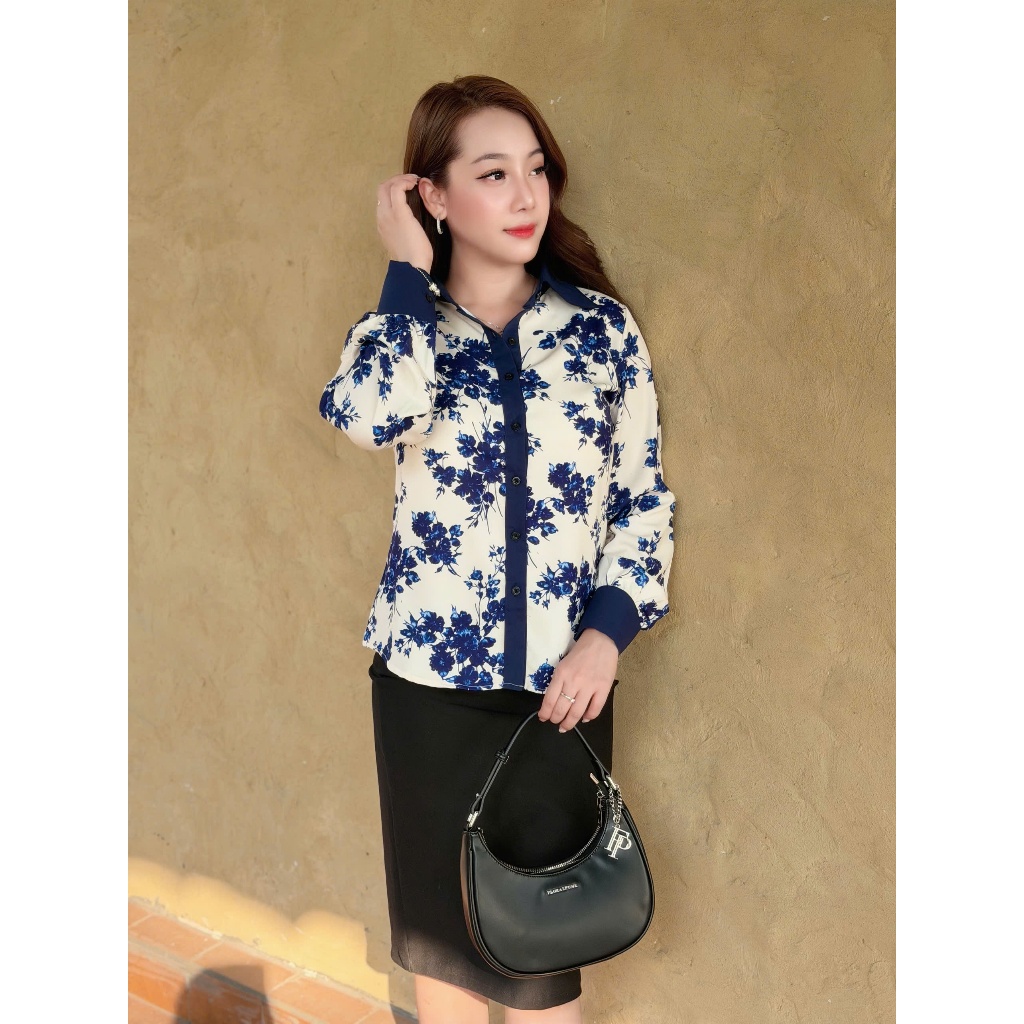 Áo Sơ Mi Hoa Basic Chất Mango Mềm Mát Lịch Sự Phong Cách Công Sở - A172