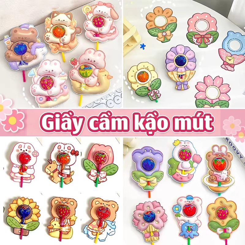 Set 60 Giấy Trang Trí Kẹo Mút Dễ Thương–Thẻ Bọc Kẹo Hoạt Hình, Thẻ Cắm Trang Trí Tiệc Sinh Nhật DIY