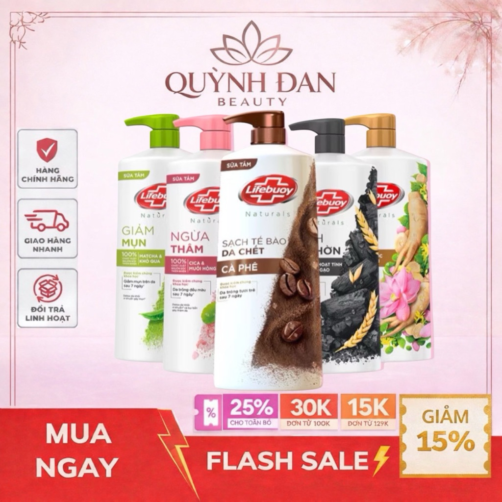 Sữa tắm Lifebuoy Detox Matcha Khổ Qua, Muối hồng, Than Hoạt Tính, Cà Phê, Băng Vĩnh Cửu 800gr