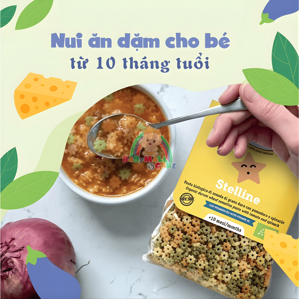 Nui Rau Củ Dalla Costa 250g Bổ Sung Chất Xơ, Vitamin, Dinh Dưỡng, Khoáng Chất Cho Bé | Babymall&Care