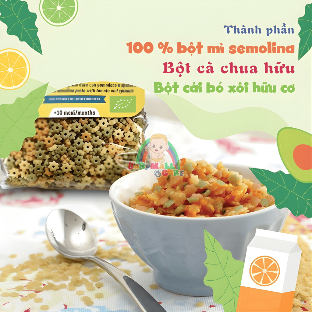 Nui Rau Củ Dalla Costa 250g Bổ Sung Chất Xơ, Vitamin, Dinh Dưỡng, Khoáng Chất Cho Bé | Babymall&Care