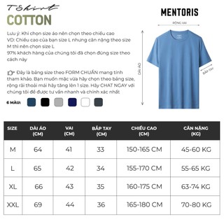 Áo Thun Cotton Nam MENTORIS, Form Regular Fit Đứng Form, Chất Mềm Mại, Thấm Hút, Co Giãn MTS04