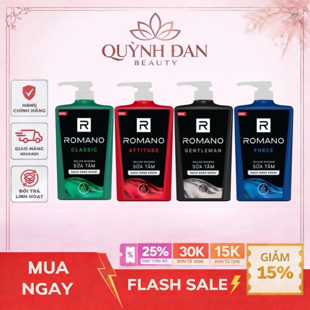 Sữa tắm Romano hương nước hoa Classic/ Attitude/ Force/ Gentleman 650g/ chai
