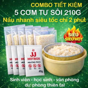 5 Cơm Tự Sôi 210g +5 Gói Tự Sôi+5 Khay+1 Hộp Tự Sôi( Sinh viên, Văn phòng , Camping ,Cứu Trợ)