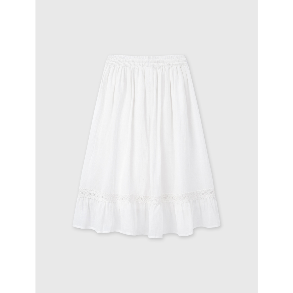 Chân váy bé gái CANIFA cotton cạp chun dáng xòe phối ren 1KS26S006
