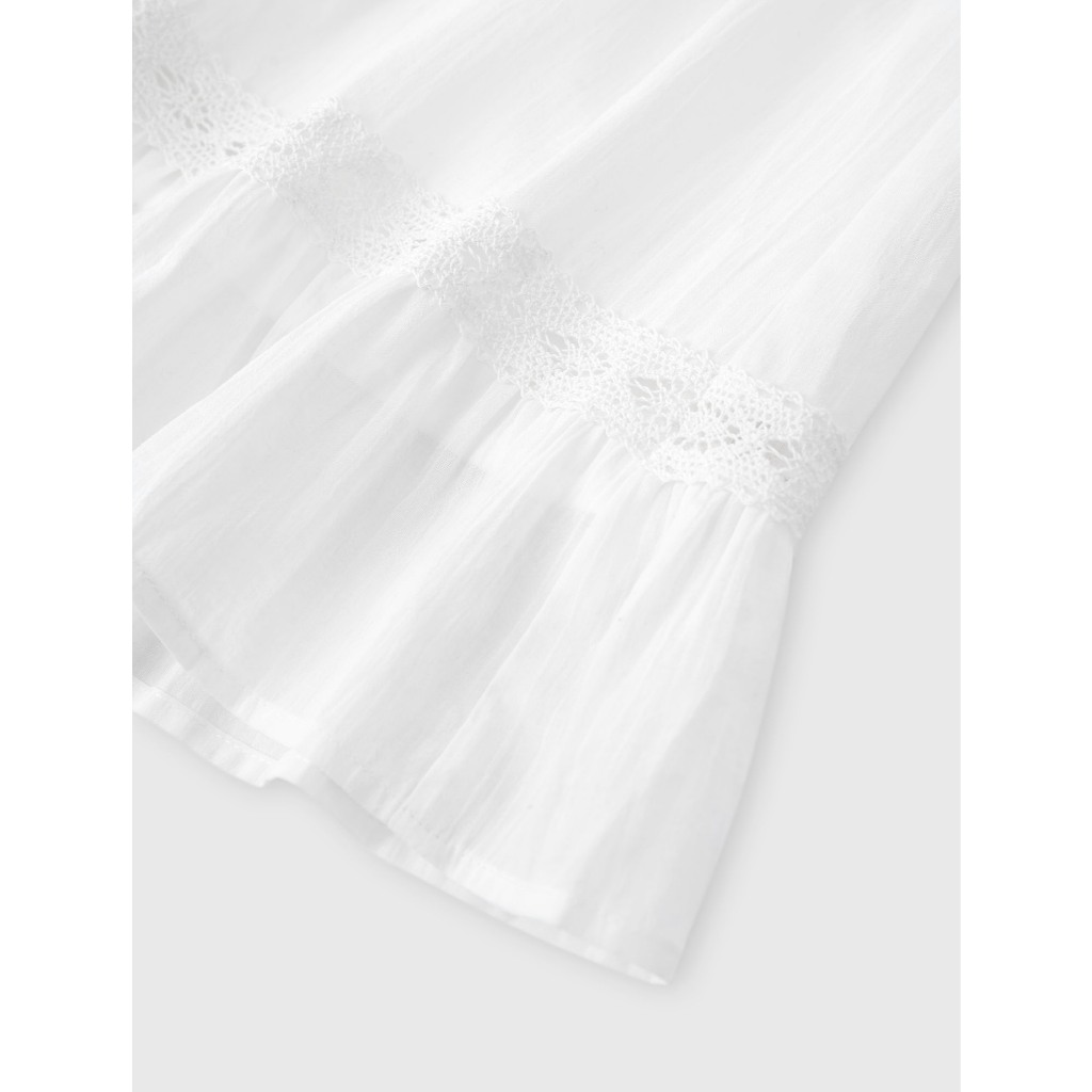Chân váy bé gái CANIFA cotton cạp chun dáng xòe phối ren 1KS26S006
