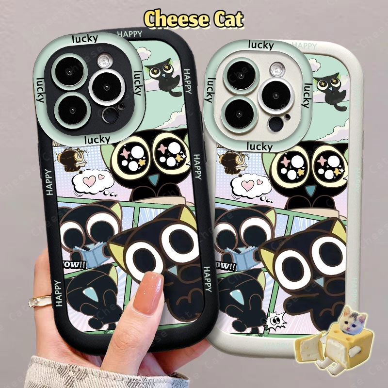 Ốp điện thoại mèo đen mắt sao dễ thương tương thích cho iPhone 14 15 16 17 11 12 13 Pro Max/Plus/Air Xs Max XR 7 Plus