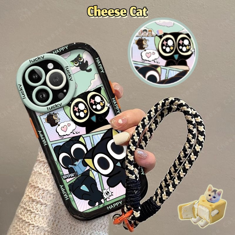 Ốp điện thoại mèo đen mắt sao dễ thương tương thích cho iPhone 14 15 16 17 11 12 13 Pro Max/Plus/Air Xs Max XR 7 Plus