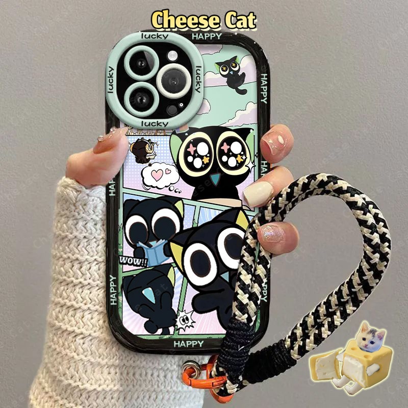 Ốp điện thoại mèo đen mắt sao dễ thương tương thích cho iPhone 14 15 16 17 11 12 13 Pro Max/Plus/Air Xs Max XR 7 Plus