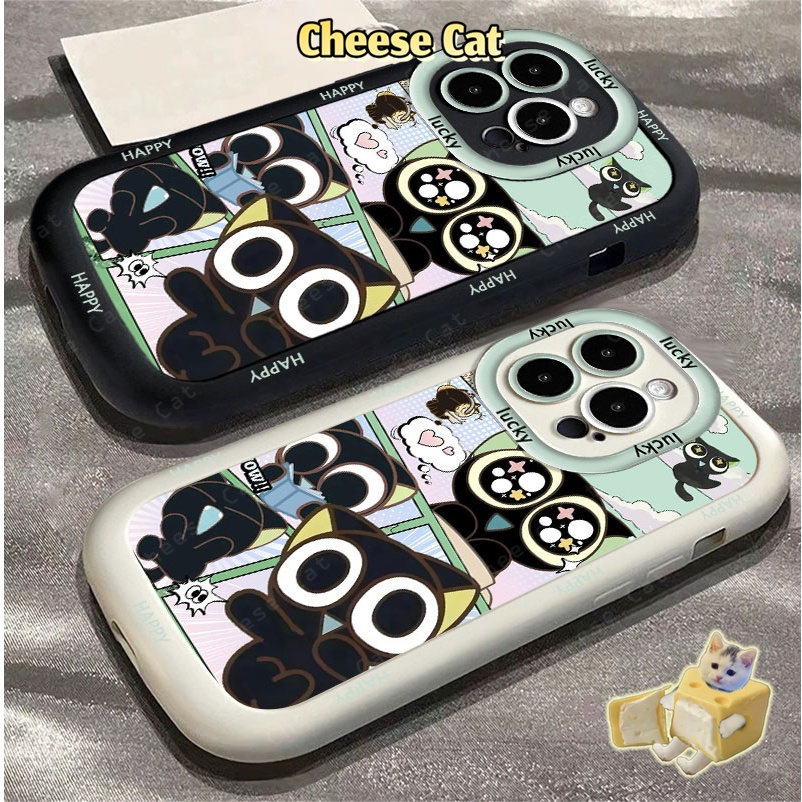 Ốp điện thoại mèo đen mắt sao dễ thương tương thích cho iPhone 14 15 16 17 11 12 13 Pro Max/Plus/Air Xs Max XR 7 Plus