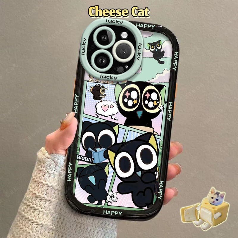 Ốp điện thoại mèo đen mắt sao dễ thương tương thích cho iPhone 14 15 16 17 11 12 13 Pro Max/Plus/Air Xs Max XR 7 Plus