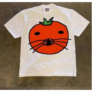 Áo Phông Hè Nam Nữ Tay Lỡ Phối Họa Tiết Cà Chua Mèo Sành Điệu, 100% Cotton Khô Mềm Mịn Thoáng Khí Thấm Hút  Tốt