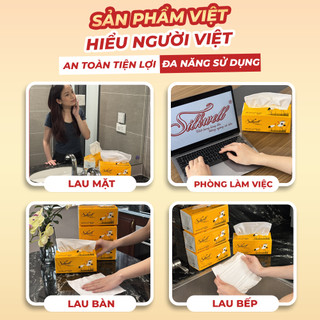 Combo Thùng 9 Giấy ăn Silkwell Sếu 200 tờ 3 lớp, khăn giấy siêu dai mềm mịn Hàng chính hãng