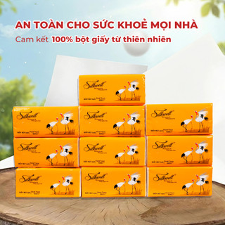 Combo Thùng 9 Giấy ăn Silkwell Sếu 200 tờ 3 lớp, khăn giấy siêu dai mềm mịn Hàng chính hãng