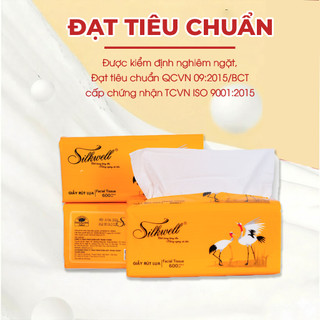 Combo Thùng 9 Giấy ăn Silkwell Sếu 200 tờ 3 lớp, khăn giấy siêu dai mềm mịn Hàng chính hãng