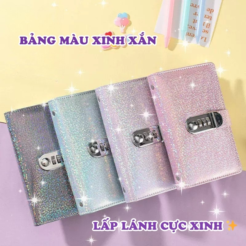 Sổ tiết kiệm 100 ngày lấp lánh có khóa mật mã - Sổ quản lý chi tiêu nhiều ngăn túi zip tiện lợi