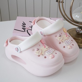 Dép sục nữ đế cao 7cm có tag đế kèm sticker Mèo cá chạy dễ thương có quai hậu CSM-60 Mita