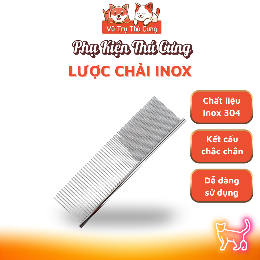 Lược thẳng chải lông thú cưng Taotaopets, gỡ rối cho chó mèo chất liệu Inox