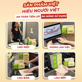 GIấy ăn Silkwell gấu trúc khổ lớn thùng 9 gói 160 tờ 3 lớp-siêu dai-không tẩy trắng hàng chính hãng