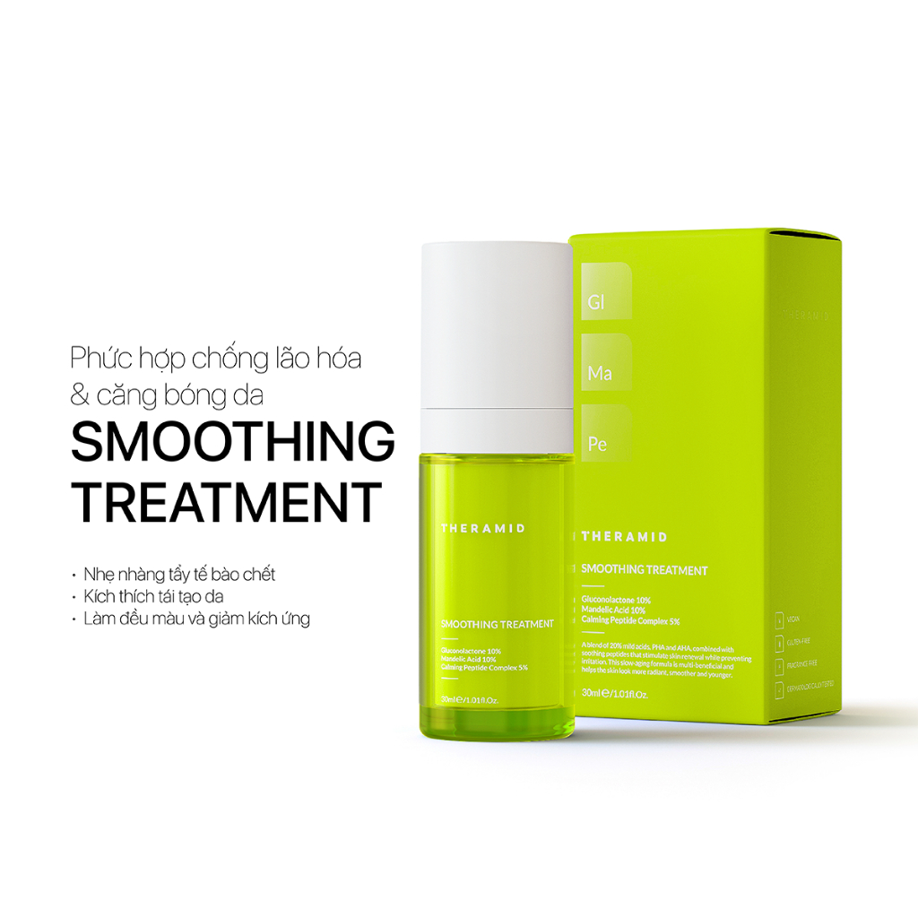 Serum Tái Tạo Da Theramid Smoothing Treatment 10% PHA 10% AHA Mandelic Acid Mờ Thâm Mịn Da Căng bóng 30ml