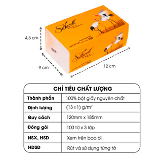 Giấy ăn rút lụa Silkwell Sếu 130 tờ 3 lớp dày dặn, khăn giấy rút lụa siêu mềm mịn không tẩy trắng