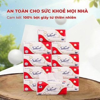 Thùng 9 Khăn giấy Silkwell lau bếp đa năng 100 tờ, giấy rút siêu dai lau sạch dầu mỡ hàng chính hãng