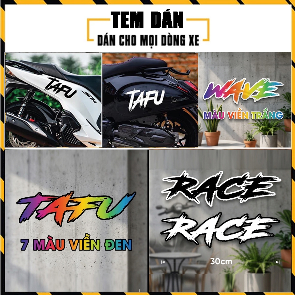 Tem Dán Xe Máy Race, Decal Trang Trí Xe, Sticker Dán Các Vị Trí Trên Xe, Decal Cao Cấp Chống Nước