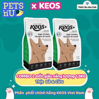 [PP CHÍNH HÃNG] [TIẾT KIỆM] COMBO 2 Hạt KEOS+ cho Chó trưởng thành có Nhu cầu Năng lượng cao túi 1,5Kg – MUA HẠT TẶNG HẠ