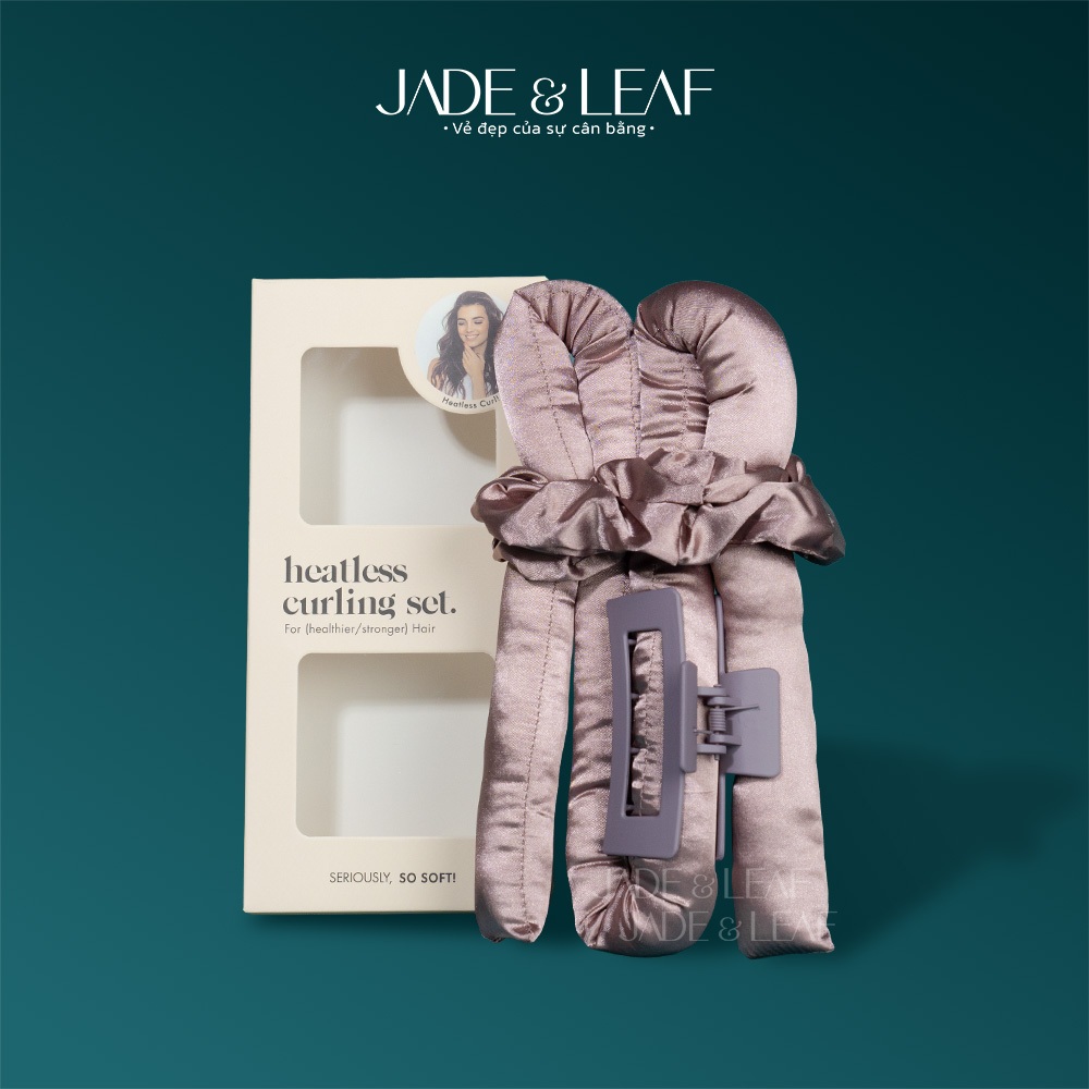 Thanh Uốn Tóc Không Nhiệt Jade&Leaf Vải Lụa Lõi Bông Kèm Bộ Quấn Tóc 4 Món Tạo Nếp Tóc Tự Nhiên