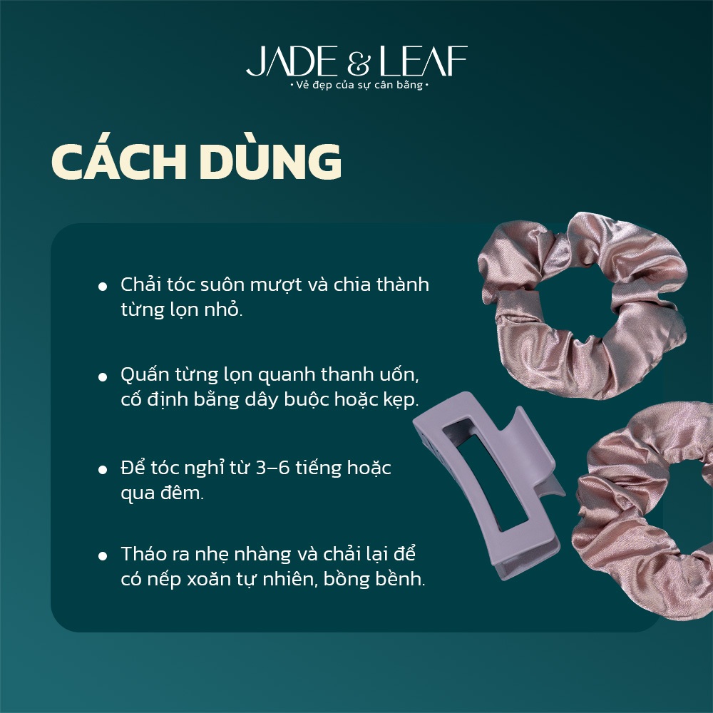 Thanh Uốn Tóc Không Nhiệt Jade&Leaf Vải Lụa Lõi Bông Kèm Bộ Quấn Tóc 4 Món Tạo Nếp Tóc Tự Nhiên