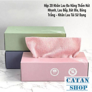 Set 20 Khăn Lau Đa Năng Dạng Hộp Rút Khăn Lau Cao Cấp Chất Sợi Dày Dặn Nhanh Khô Tái Sử Dụng