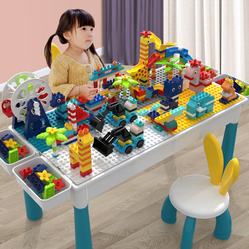 Bàn xếp hình bàn ghế lắp ghép đa năng cao cấp Đa Chức Năng Ghép Hình Cho Bé - Đồ Chơi PUPU HOUSE