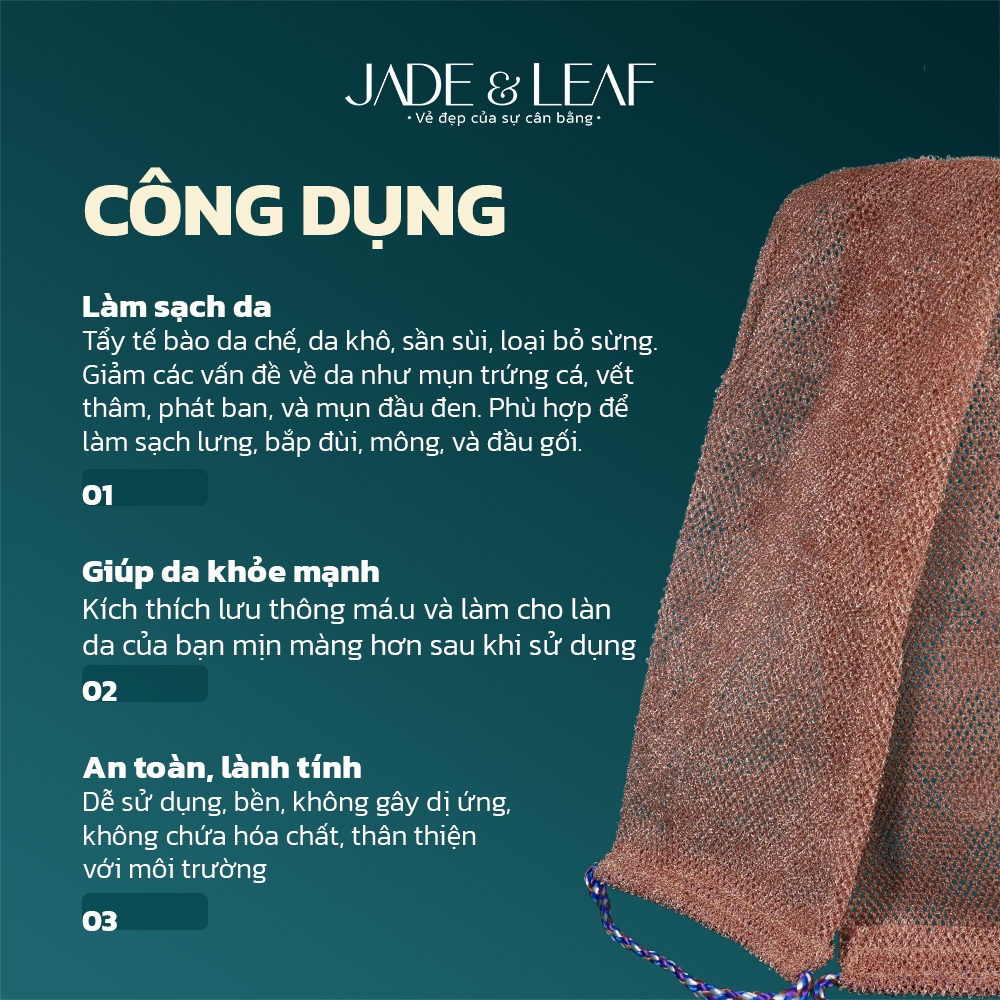 Dây Tắm Chà Lưng Châu Phi L1 Jade&Leaf Tẩy Tế Bào Chết Lưới Tắm Kì Lưng Toàn Thân Hỗ Trợ Làm Sạch Da