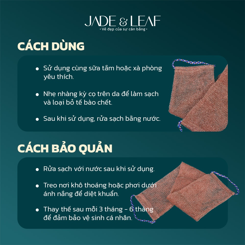 Dây Tắm Chà Lưng Châu Phi L1 Jade&Leaf Tẩy Tế Bào Chết Lưới Tắm Kì Lưng Toàn Thân Hỗ Trợ Làm Sạch Da