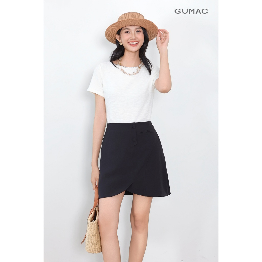 Chân Váy Ngắn 2 Lớp Đứng Form Dáng A Có Lót Quần Có Túi Xẻ Cách Điệu Thời Trang GUMAC VF03018