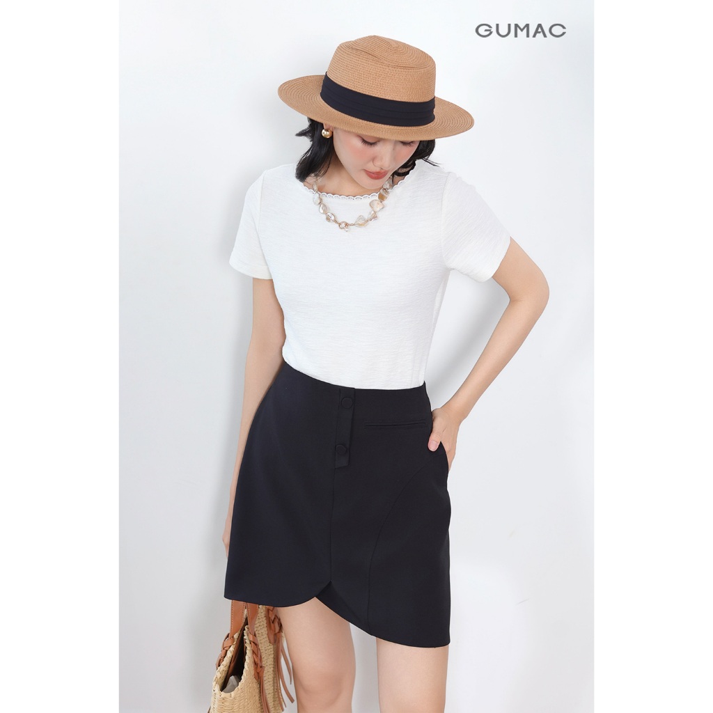 Chân Váy Ngắn 2 Lớp Đứng Form Dáng A Có Lót Quần Có Túi Xẻ Cách Điệu Thời Trang GUMAC VF03018